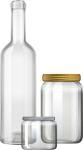 Illustration von Flasche und Konservengläsern aus Weißglas